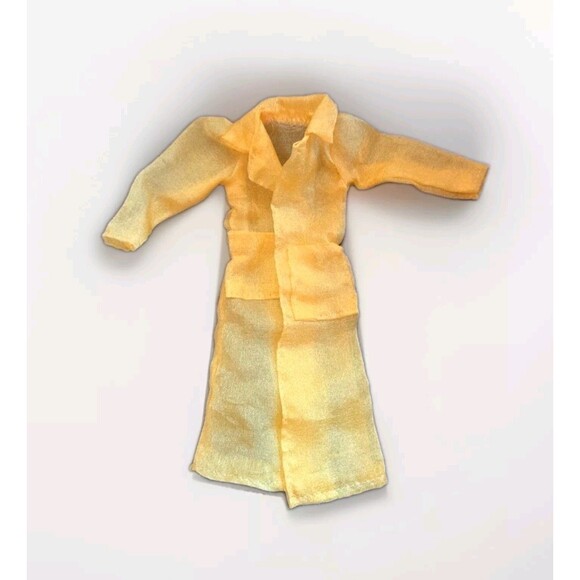 Vintage 70s? 80s?Barbie? Clone Mod? Sheer Yellow Coat Delicate Full Body Length - Picture 1 of 8